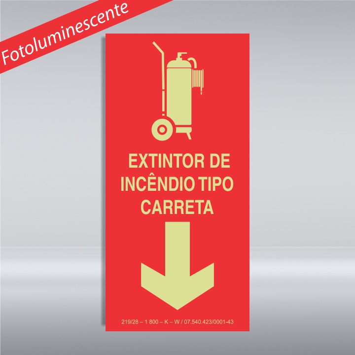 PLACA EXTINTOR DE INCÊNDIO TIPO CARRETA - PVC - FOTOLUMINESCENTE